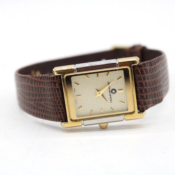 J.B Champion Watch Womens Gold Tone Stainless Steel Classic Brown Leather Band - Picture 5 of 8